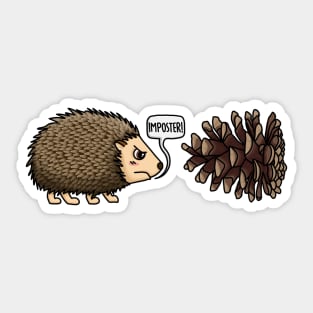 Silly Hedgehog and Pinecone Sticker